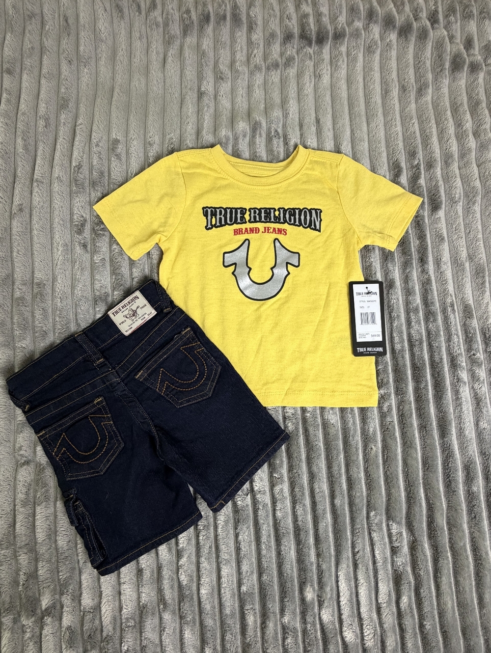True Religion Kids' Yellow Logo Tee with White & Black Accent